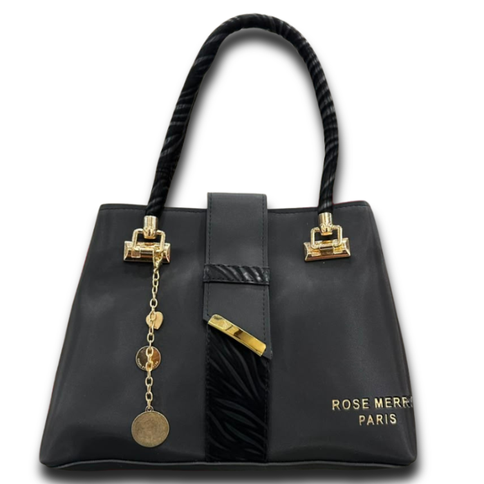 Rose Merci Paris Classic Black Structured Tote Bag