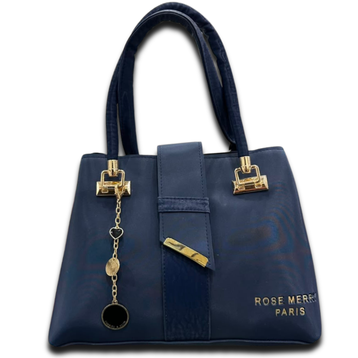 Rose Merci Paris Navy Blue Structured Tote Bag