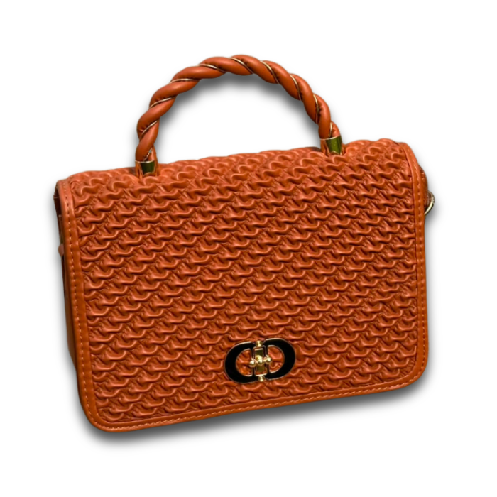 Lisbo Burnt Orange Quilted Top-Handle Bag