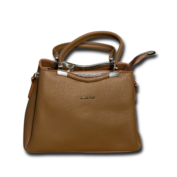 Lisbo Camel Brown Structured Handbag