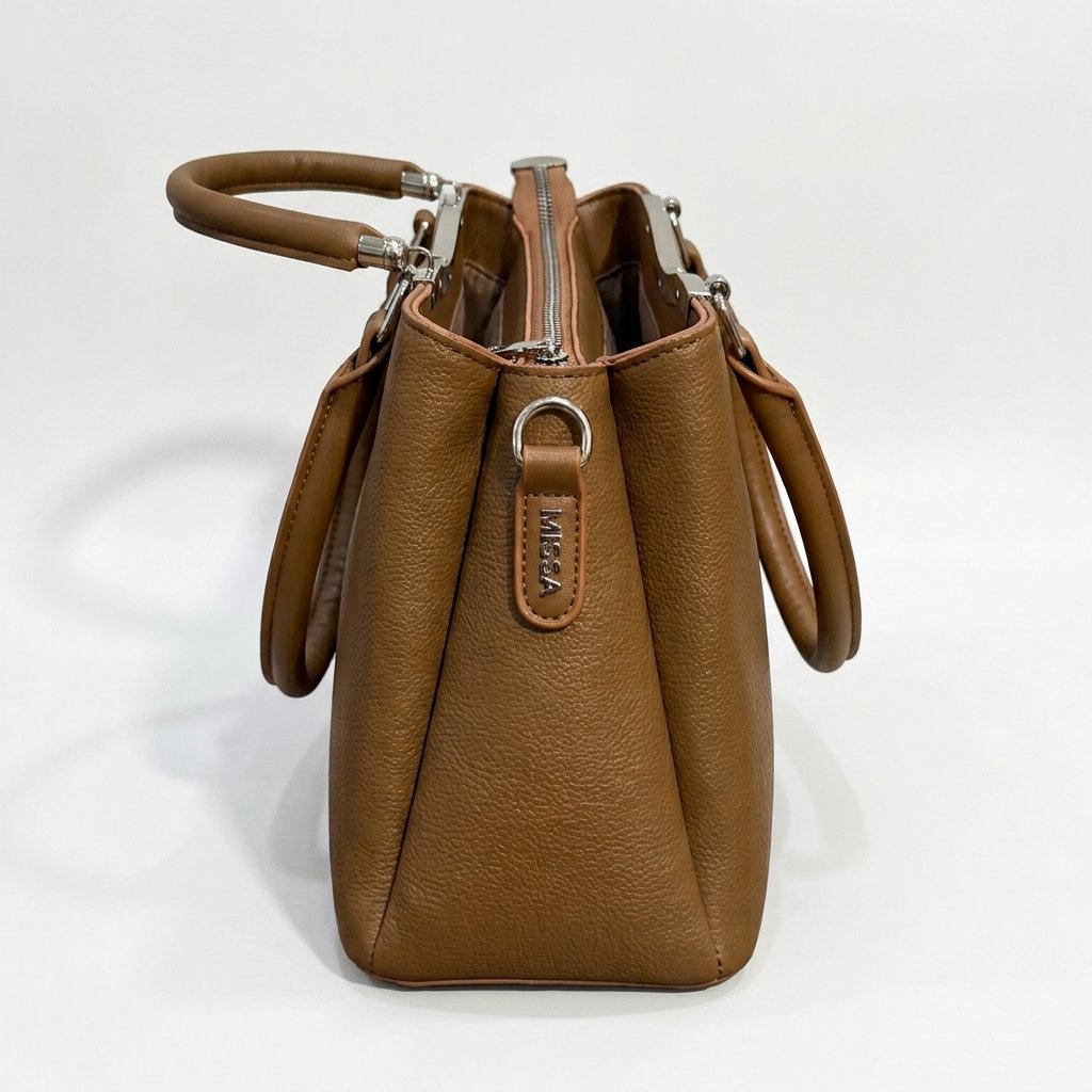 Lisbo Camel Brown Structured Handbag - Image 3