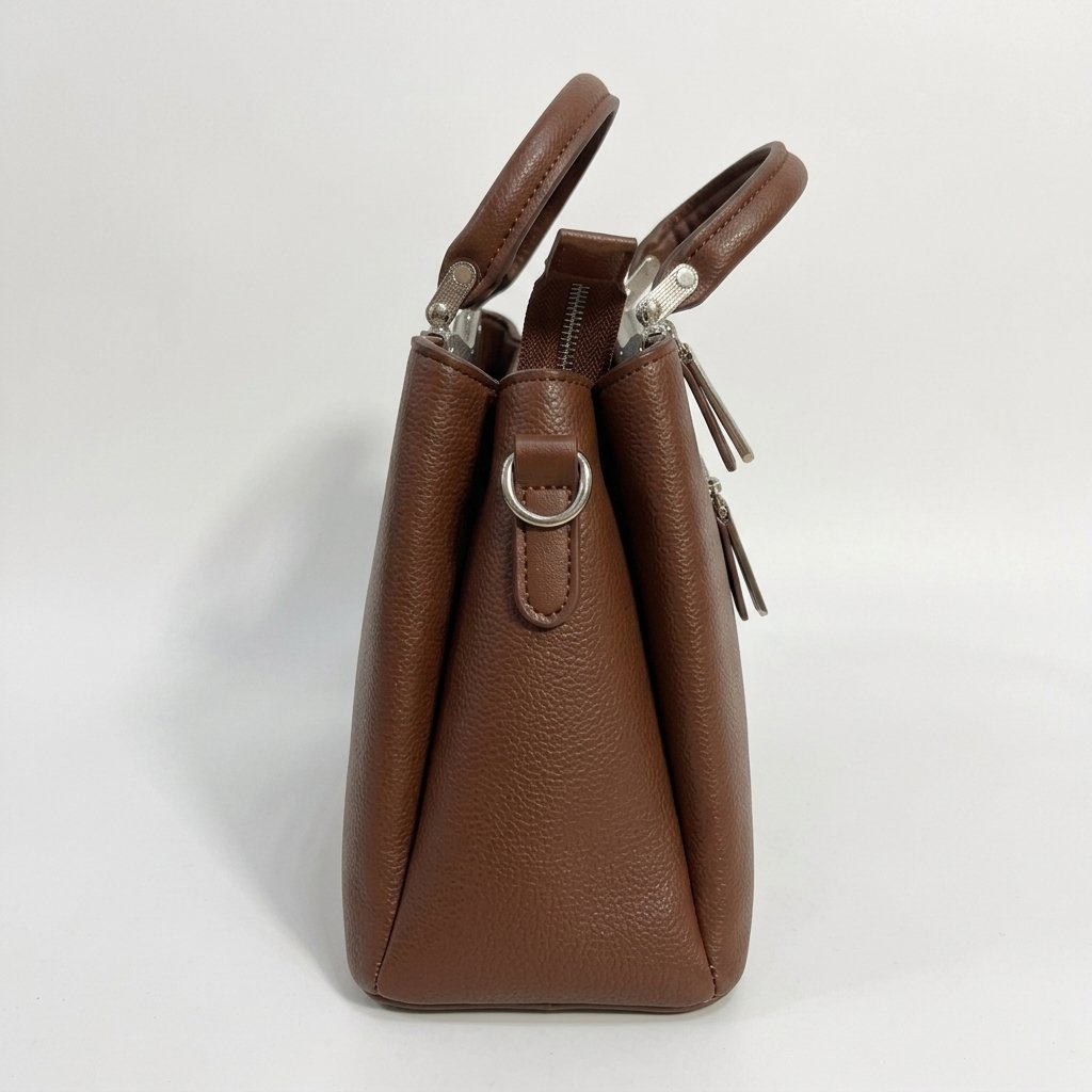 Lisbo Cognac Brown Structured Handbag - Image 3