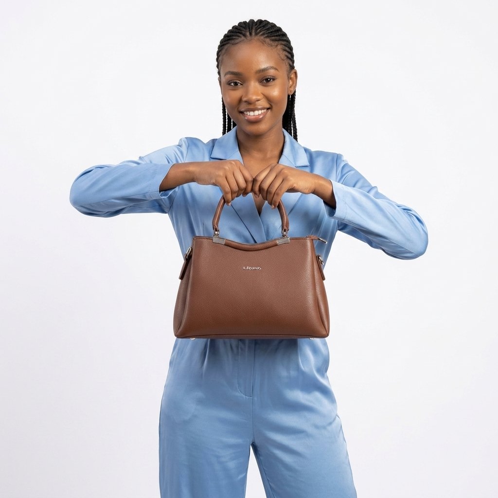 Lisbo Cognac Brown Structured Handbag - Image 2