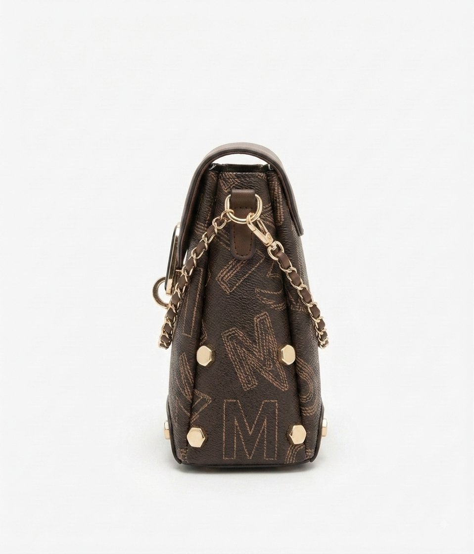 Brown Monogram Mini Backpack Bag with Teddy Bear Charm & Oval Lock - Image 3
